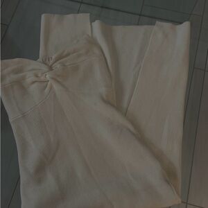 Elegant Cream Ribbed Knit Dress